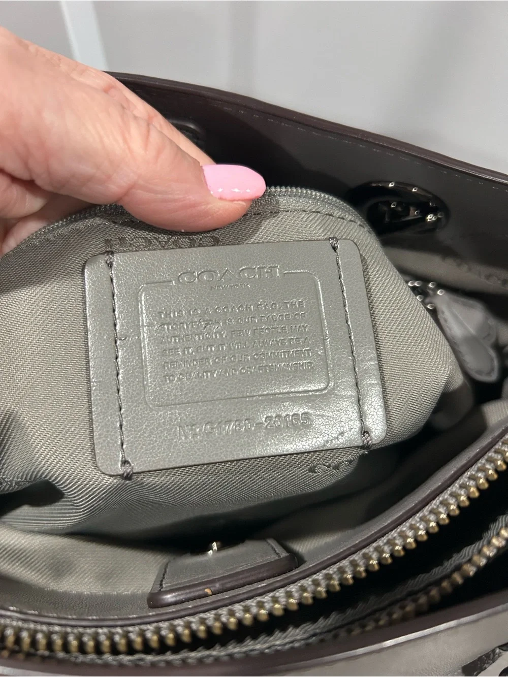 Coach Pebbled Leather Shoulder Bag in Light Gray